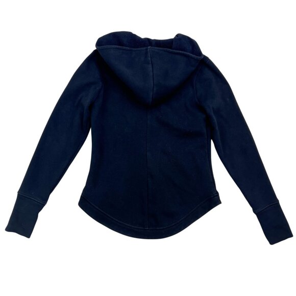 Athleta Asymmetrical Zip Up Hoodie Jacket Womens Size XS Thumb Holes Black - Picture 2 of 8